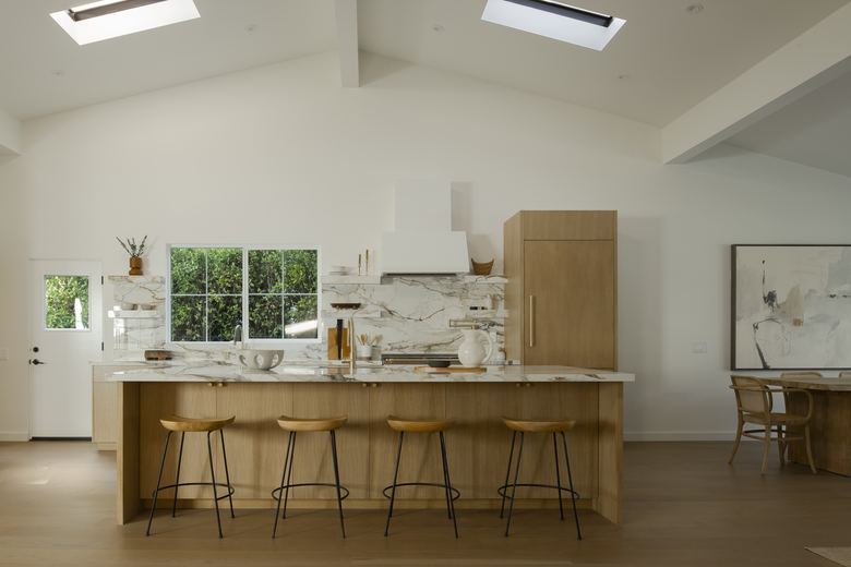 Marble and oak kitchen